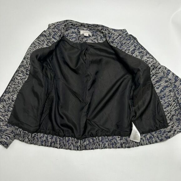 Fossil Women Size XS Arlene Blazer Bomber Jacket Full Zip Pockets Metallic - Picture 8 of 11